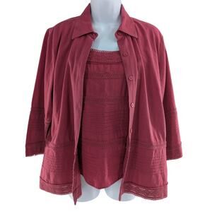 Christopher & Banks Pink Linen Jacket and Top Combo